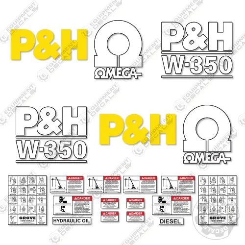 Fits P&H W-350 Decal Kit Rough Terrain Crane 1