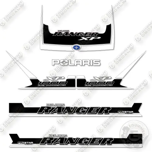 Fits Polaris Ranger 1000Xp 2018 White Black Decal Kit Utility Vehicle 1