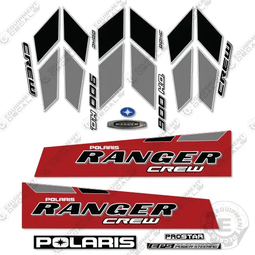 Fits Polaris Ranger 900-6 H.O. Crew Decal Kit Utv - Red 1