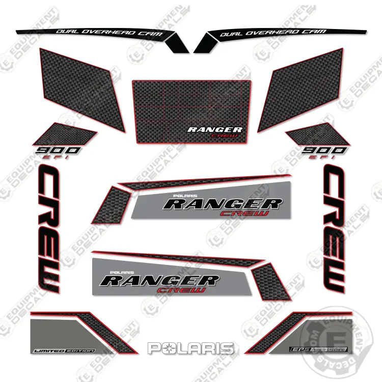 Fits Polaris Ranger 900 Crew Eps Le Decal Kit Red - 2014 1