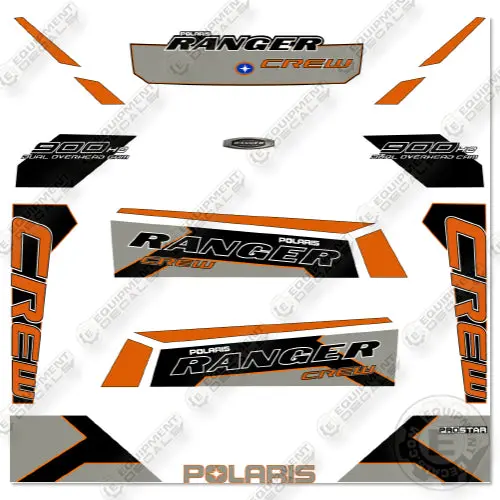 Fits Polaris Ranger 900Ho Crew White Lightning Decal Kit Utility Vehicle- Custom Grey & Orange 1