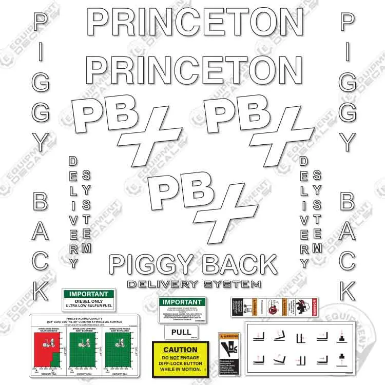Fits Princeton Pb55 3X Decal Kit Piggy Back Forklift 1