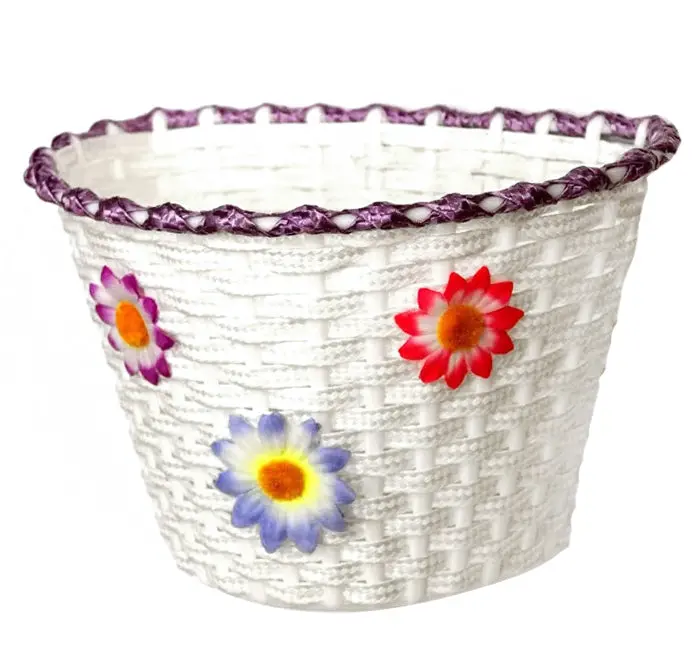 Kids Plastic Front Basket Flower - Light Purple Rim 1