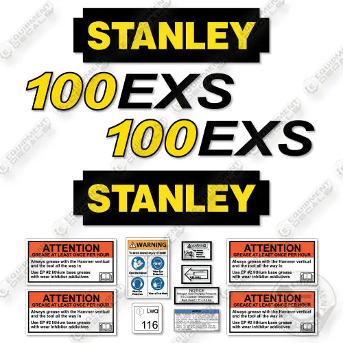 Fits Stanley 100Exs Decal Kit Hydraulic Hammer 1