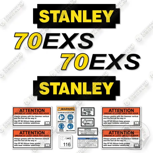 Fits Stanley 70Exs Decal Kit Hydraulic Hammer 1