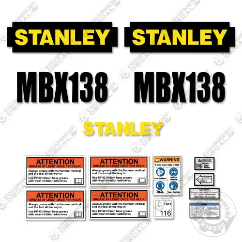 Fits Stanley Mbx-138 Decal Kit Hydraulic Hammer 1