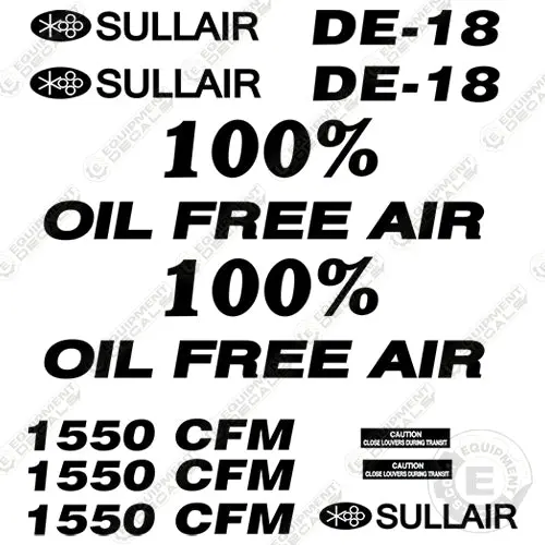 Fits Sullair De-18 Decal Kit Air Compressor 1