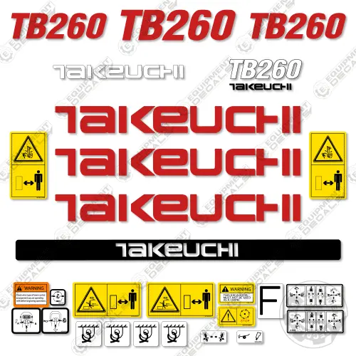 Fits Takeuchi Tb 260 Decal Kit Mini Excavator - Open Cab 1