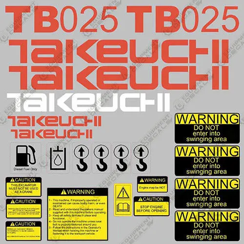 Fits Takeuchi Tb 025 Mini Excavator Decals Equipment Decals 1