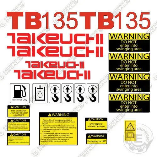 Fits Takeuchi Tb 135 Mini Excavator Decals Equipment Decals 1