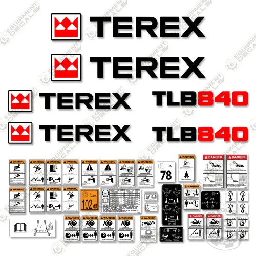 Fits Terex Tlb840 Backhoe Loader Decal Kit 1