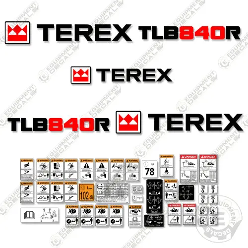 Fits Terex Tlb840r Backhoe Loader Decal Kit With Safety Stickers 1
