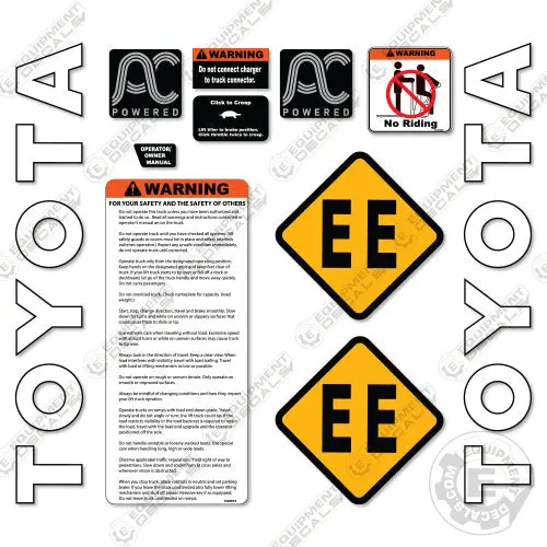 Fits Toyota 8Hbw23 Decal Kit Pallet Jack 1