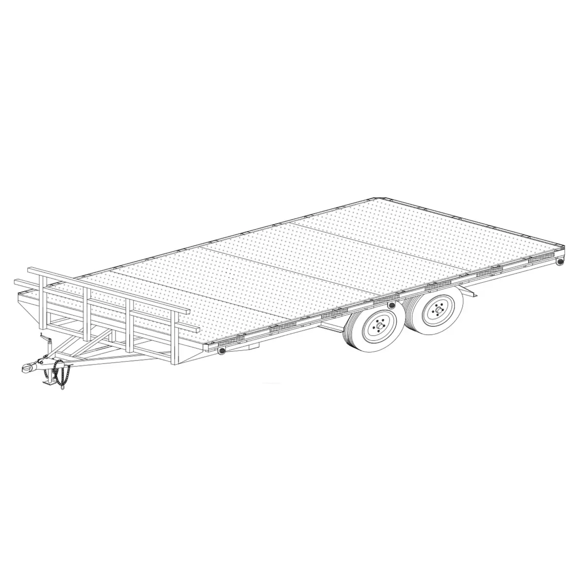 5216 - 102" X 16' Tandem Axle 7K Or 10.4K Hd Flatbed Deckover Trailer Diy Master Plan - 17 How-To Steps W/ Blueprint 1