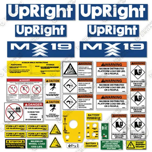 Fits Upright Mx19 Decal Kit Scissor Lift 1