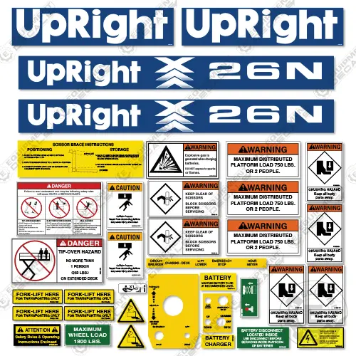 Fits Upright X26n Decal Kit Scissor Lift 1