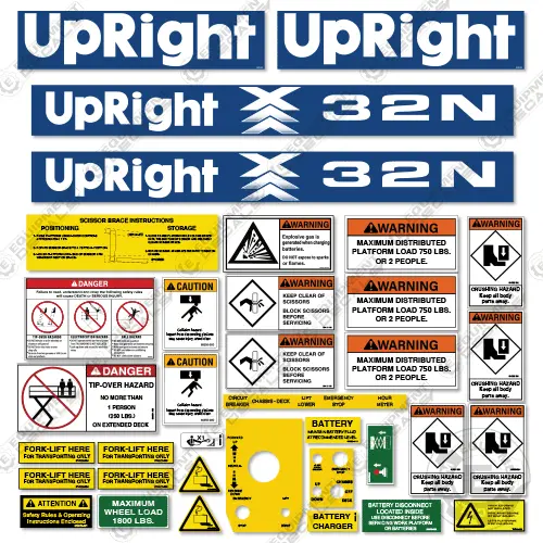 Fits Upright X32n Decal Kit Scissor Lift 1