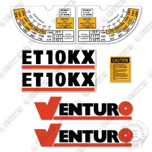Fits Venturo Et10kx Decal Kit For Crane Truck 1
