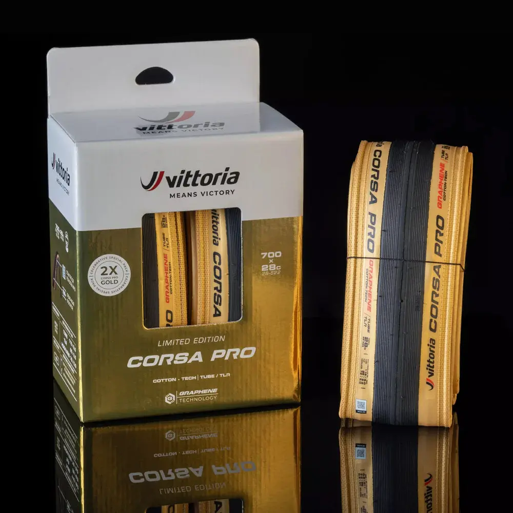 Tyre 700 Vittoria Corsa Pro Tlr Gold Folding (Pair) 1