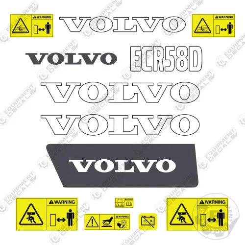 Fits Volvo Ecr58d Decal Kit Mini Excavator 1