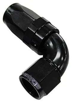 An-16 Full-Flow Swivel Hose Fitting – 90° Black Anodized Tapered One-Piece End For High-Pressure Lines 1