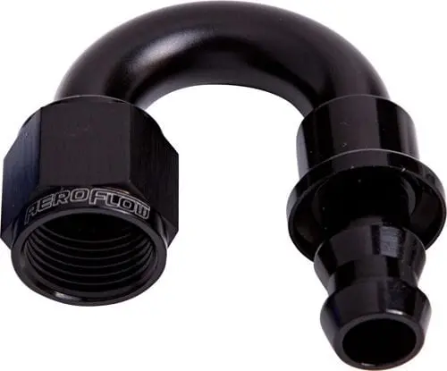 400 Series Push-Lock Hose End – 180° Elbow, -8An, Black Anodized (Af406-08Blk) 1