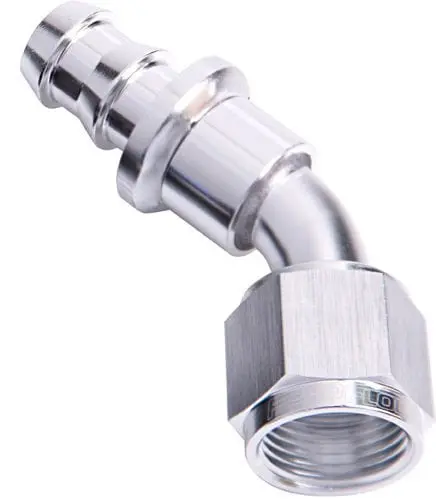 400 Series Push-Lock Hose End – 45° Elbow, -10An, Silver Finish (Af402-10S) 1