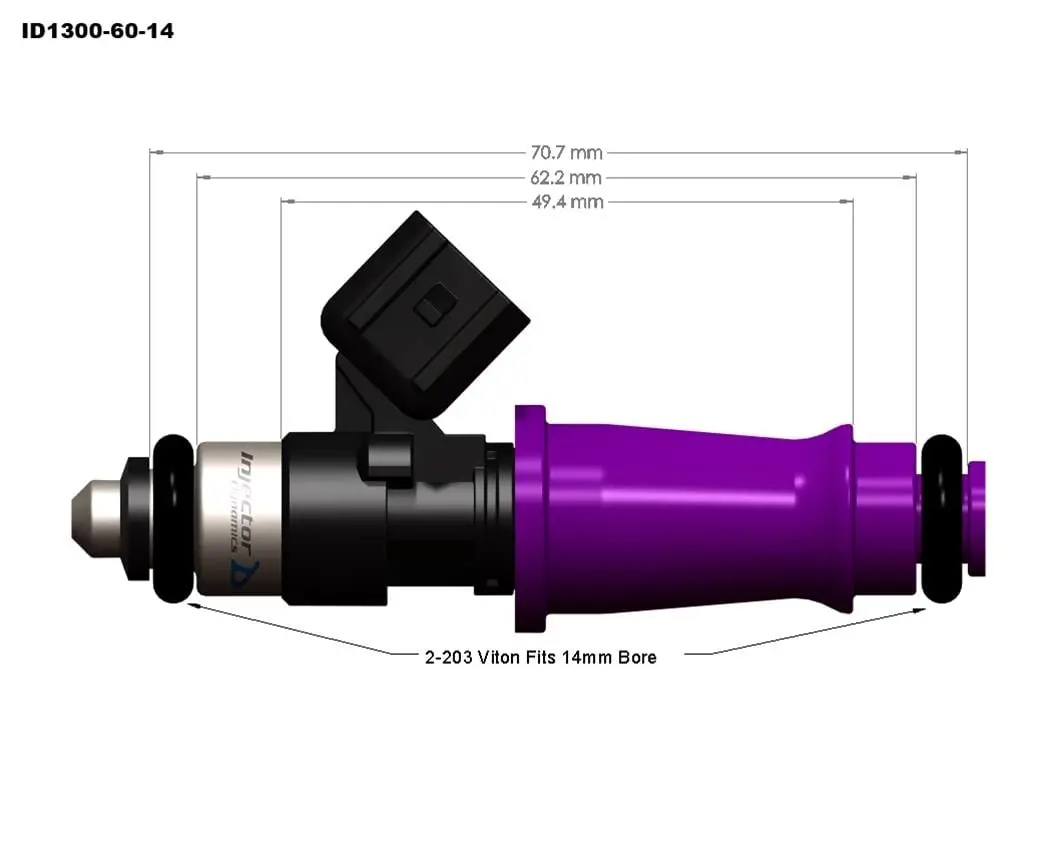 Injector Dynamics Id1300X Fuel Injectors – 1300Cc/Min, 14Mm O-Ring, 8Mm Spacing 2