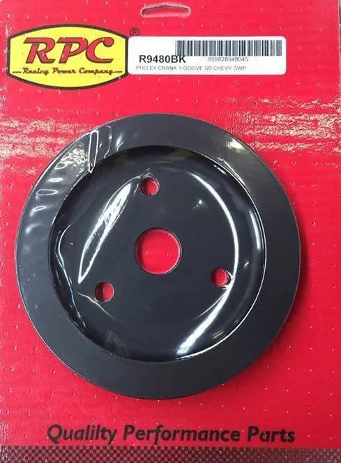 Black Anodized Aluminum Crankshaft Pulley – 6.60" Diameter, Single Groove 1